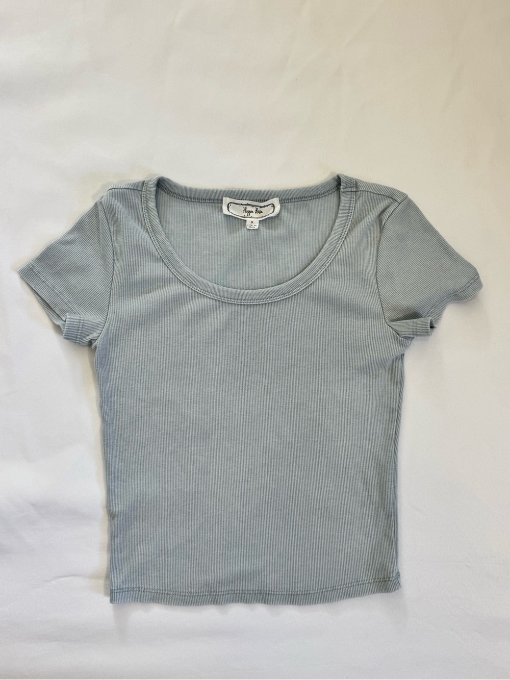 Ribbed Scoop Tee - Light Blue